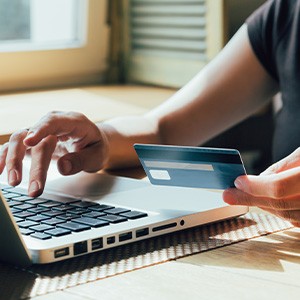 Woman using a credit card